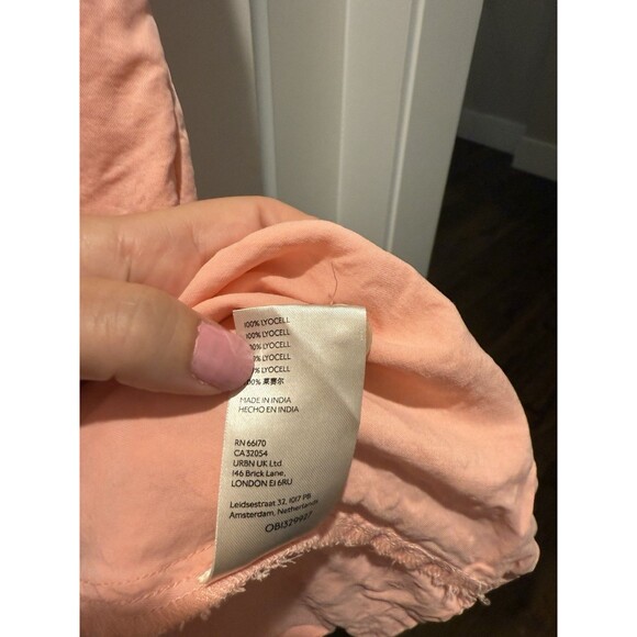 Anthropologie Pilcro Suzanne Peach Coral Pink Button-Up Shirt Dress Size Large - Picture 7 of 7